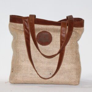 Burlap reusable shopping bag, recycled